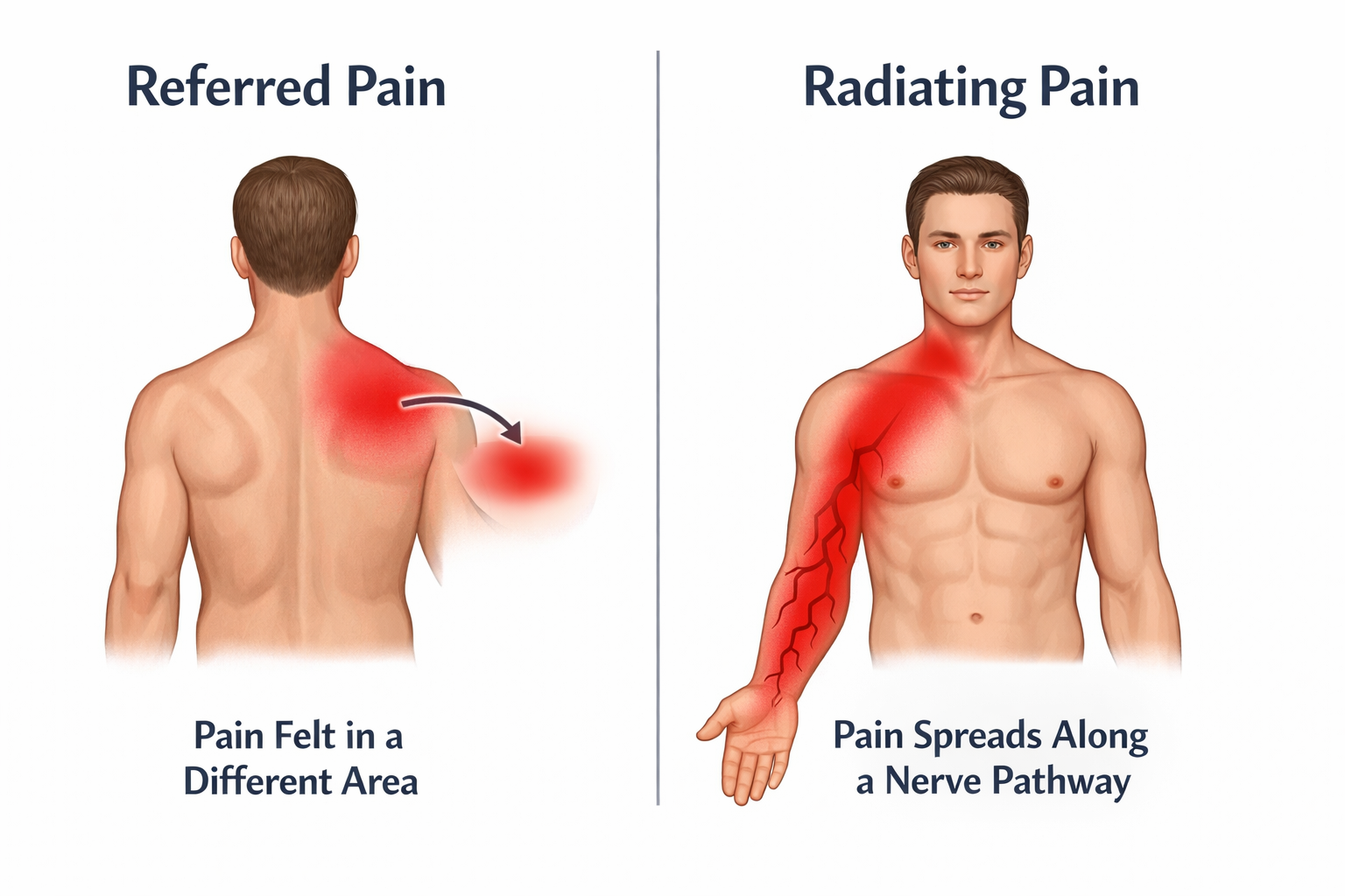 Why Pain Travels Down the Arm or Leg: Referred vs Radiating Pain ...